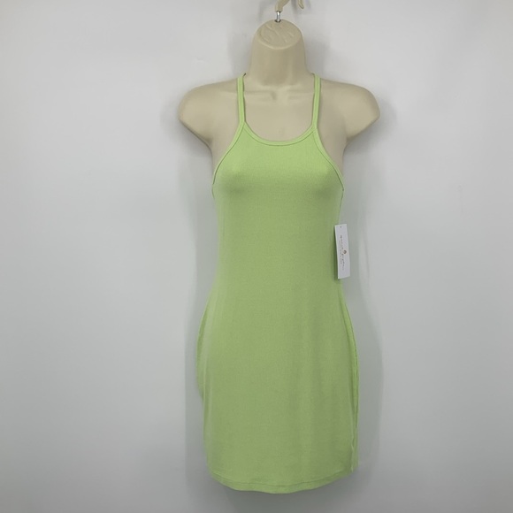 Spiritual Gangster Remi ribbed knit mini dress racerback shelf bra green new XS - Picture 2 of 5